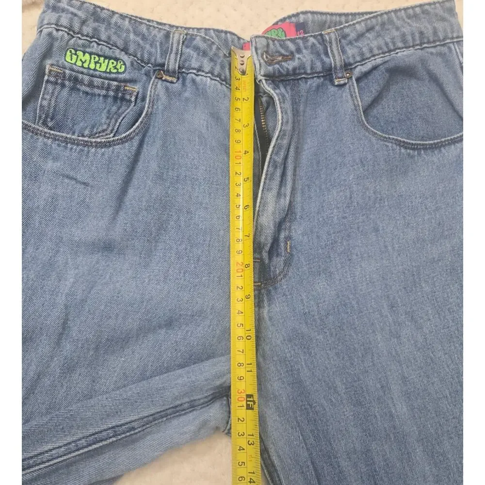 Empyre Gyuru Baggy Wide Leg Jeans Y2K Skate Light Wash Women Size 12